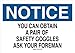 Brady 73475 Premium Fiberglass Eye Protection Sign, 10" X 14", Legend "You Can Obtain A Pair Of Safety Goggles Ask Your Foreman"
