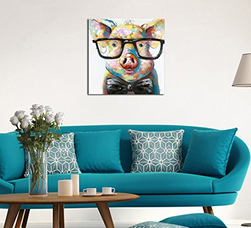 Fokenzary Hand Painted Cute Pig with Glasses Pop Wall Art Canvas Painting Framed Ready to Hang steampunk buy now online Fokenzary Hand Painted Cute Pig with Glasses Pop Wall Art Canvas Painting Framed Ready to Hang steampunk buy now online