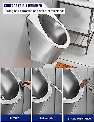 CCKUHN Induktions-Urinale zur Wandmontage für Männer, kommerzielles Spülurinal aus Edelstahl 304, Badezimmer-Toilettenurinal für Familien, Hotels, Schulen, öffentliche Toiletten, Silber, – Bild 7
