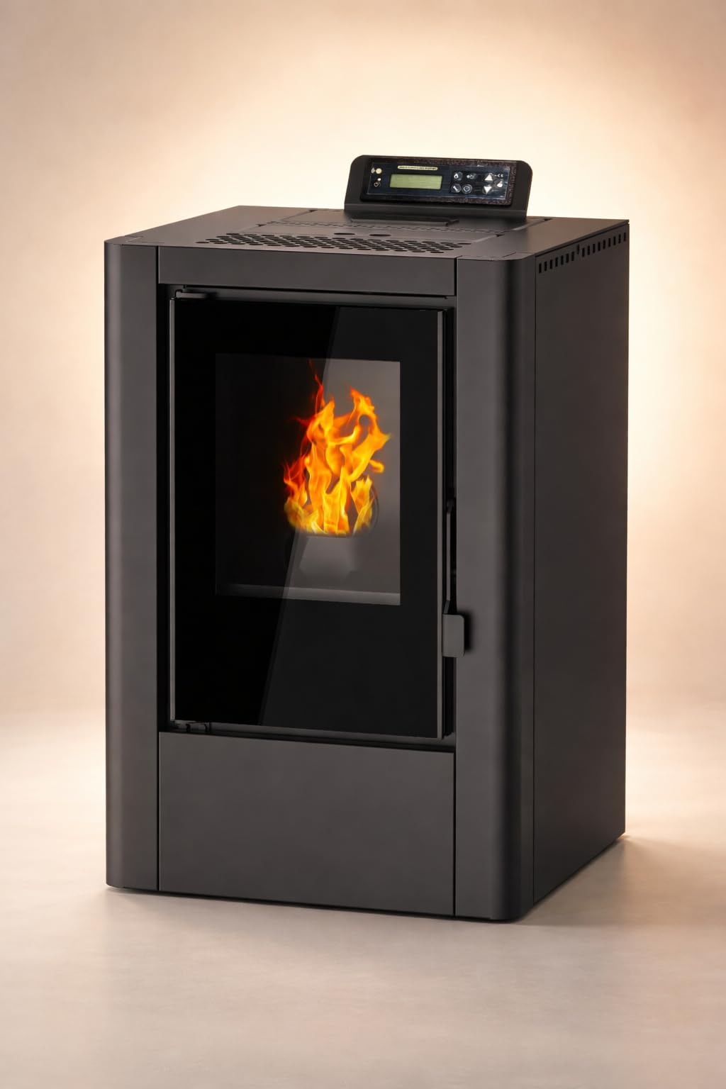 NEMAXX® P6Mi Estufa pellets 6 kW A+ hasta 120 m³,ciclo limpieza automático,modo ECO,programa semanal,mando a distancia,WiFi opcional,desconexión segura,protección vacío,sobrecalentamiento,Negro
