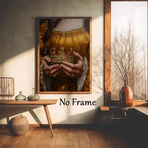 Xbumhoal Crown Canvas Wall Art Vintage Crown Artwork Vintage Victorian Prints Queen Crown Poster Renaissance Woman Painting Crown Art Print Victorian Woman Picture Queen Crown Wall Art Decor 16X24Inch No Frame thumb #3