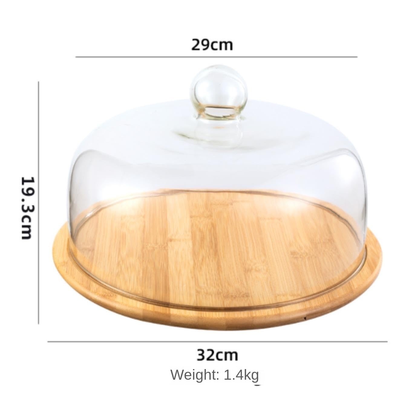 Torte Alzata for Torta in Vetro con Coperchio A Cupola, Piatto for Uso Domestico, for Pasticceria Espositore Alzata(32cm)