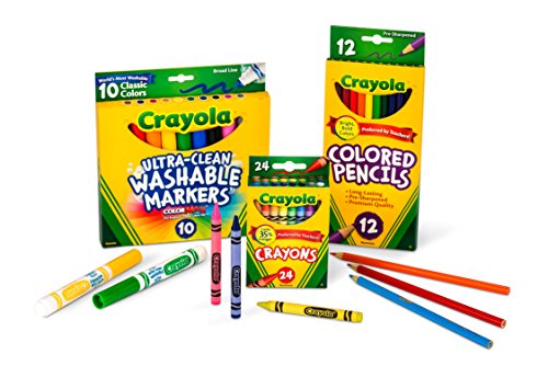 Crayola Back To School Supplies, Grades 3-5, Ages 7, 8, 9, 10, Contains 24 Crayola Crayons, 10 Washable Broad Line Markers, And 12 Colored Pencils [Amazon Exclusive] #TOP1
