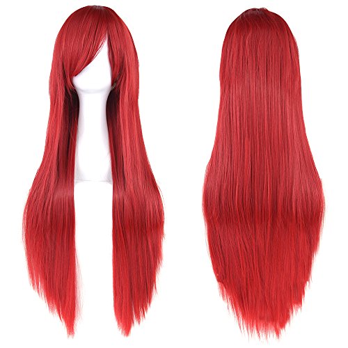 Fouriding 31.5"/ 80cm Peluca Larga Cosplay Anime Mujer Pelo Largo Peluca Recta Sintética Diaria Cover