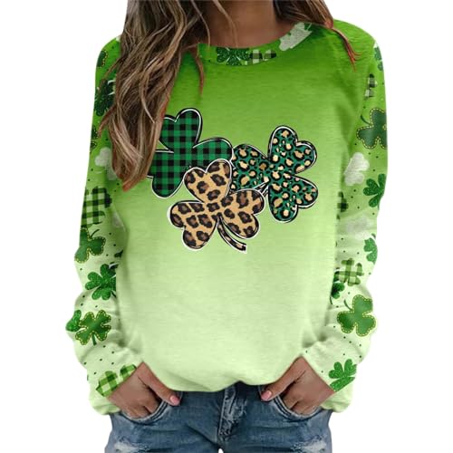 Sweat vert femme Saint-Patrick col rond et manches raglan de style décontracté