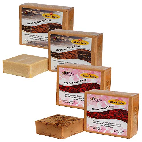 Khadi Abeers Chocolate Almond & Winter Rose Luxury Soap, 120 g (Pack of 4)