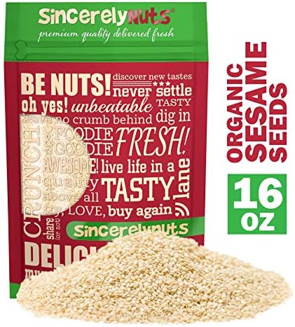 Sincerely Nuts Hulled Organic Sesame Seeds (1 lb Bag)- Nature's Super Seed | Rich Flavor Profile Perfect for Cooking | Raw, Gluten Free, Vegan & Kosher | All Natural Plant Based Protein & Healthy Fats