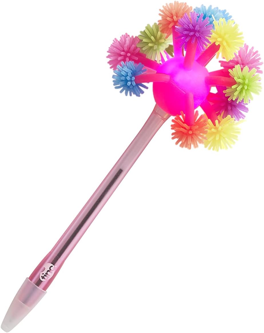 TincTinc Novelty Light Up Pen | Kids Party Bag Filler | LED Pen Light with Bobble Head | Ballpoint Pen With Blue Ink | Functional and Fun For Kids and Grown-Ups | Pink