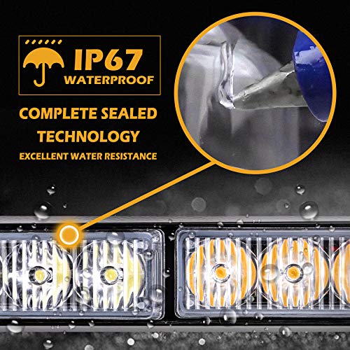 Smallfatw Emergency Strobe Light Bar 36" 36 Led 16 Flashing Modes Super Bright Waterproof Aluminium Housing Adjustable Bracket Emergency Light For Car Trucks Vehicles, Blue&White #TOP3