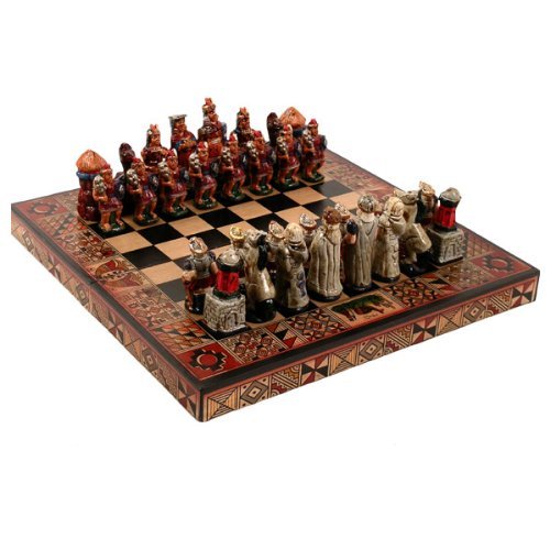 Square 8" x 8" Chess Set Incas Vs Spanish Conquerors Peru Fair Trade