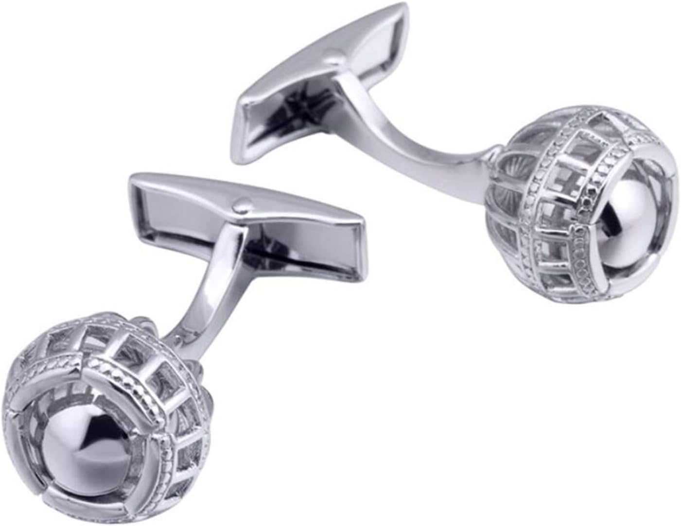 Kreative runde Manschettenknöpfe, Hohle Manschettenknöpfe aus Metall, Exquisite Kleidungsdekoration, Geschenke (Farbe: Schwarz) (Schwarz) (Silber)