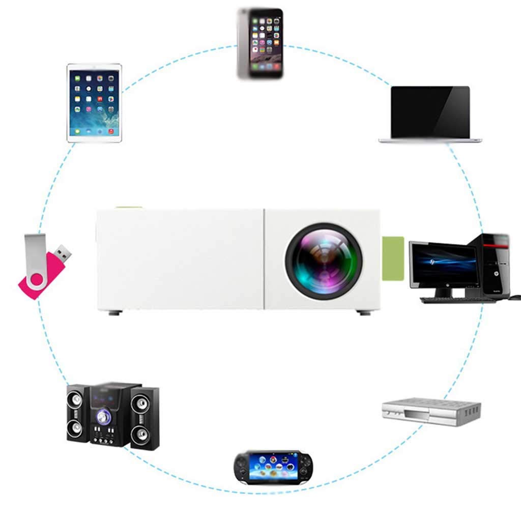 Mini Proiettore LED Portatile per Home Theater, Videoproiettore HD 1080P con Telecomando, Supporto HDMI, AV, SD, Interfacce USB