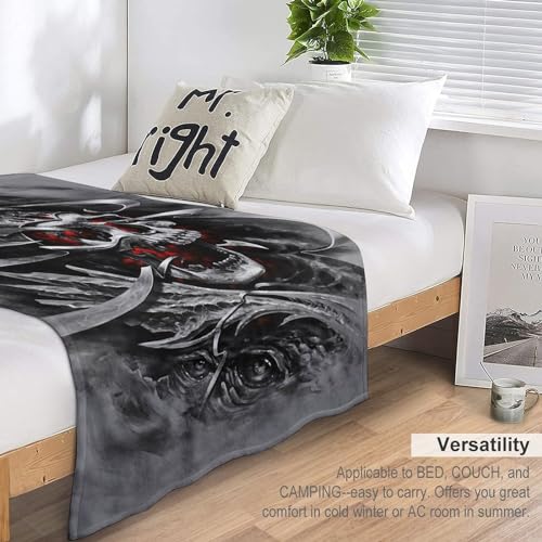 Couverture gothique squelette imprim&eacute; 3D pour canap&eacute; et lit - 7