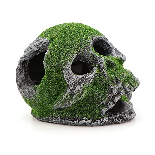 Image of AQUA KT Aquarium Landscape Head Skeleton Skull Rock Fish Hiding Place Cichlid Cave for Gold Betta Fish Tank Decoration Freshwater or Marine Aquariums