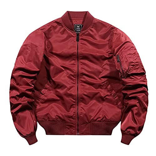 Genérico Chaqueta Bomber Hombre Chaqueta de Transición Ligera contra el Viento con Cremallera y Bolsillos Streetwear Casual Cazadora de Aviador Blusón de Invierno con Bolsillos