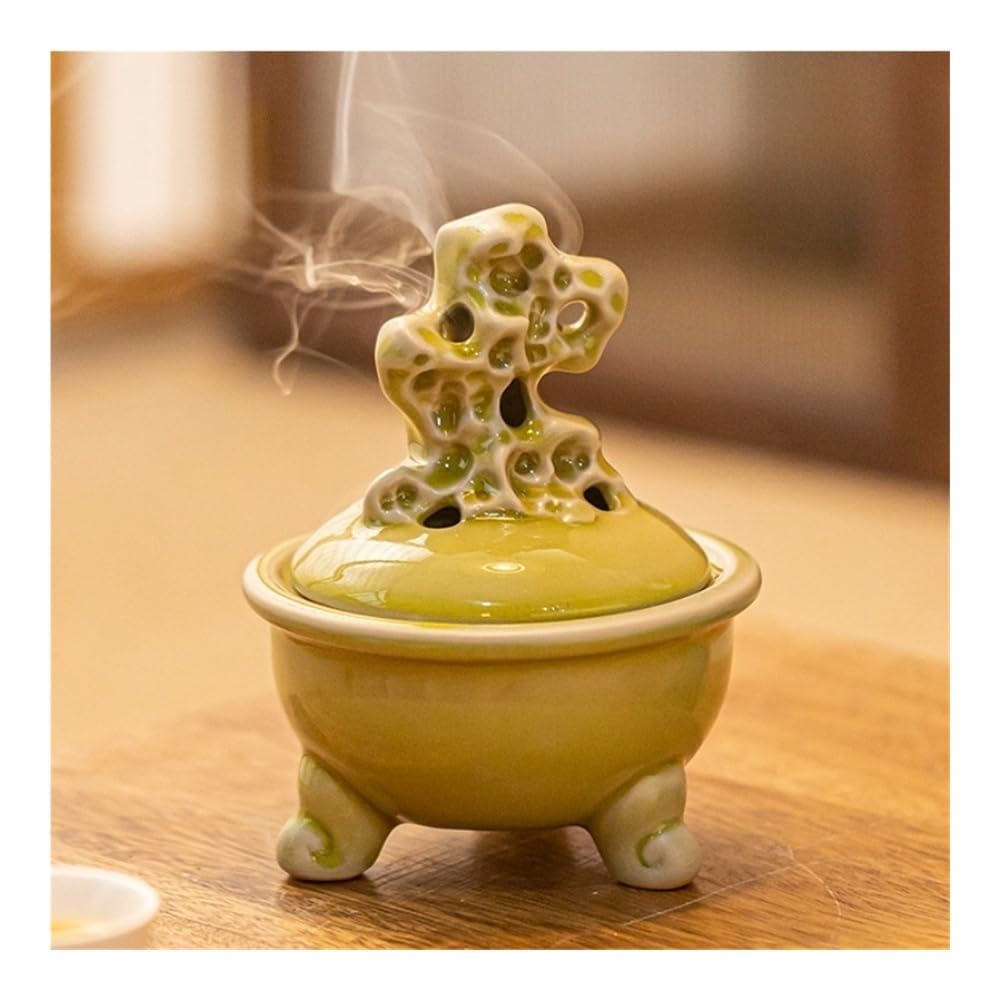 SLEEVE Incense Burner Holder Home Bedroom Aromatherapy Furnace Ceramic Crafts Chinese Incense Burner Entrance Incense Burner Incense Holder(B)