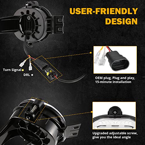 Image of Auxbeam New Upgraded LED Fog Lights Lamp Replacement for Dodge Ram 1500 2002-2008 Dodge Ram 2500 /3500 2003-2009 Durango Truck 2005 2006 with DRL&Turn Signal DOT Approved, Chrome 2pcs