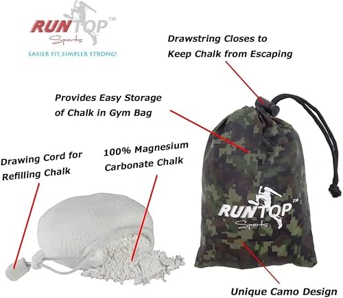 Miniatura 2 de RUNTOP Bolsa de tiza recargable de carbonato de magnesio de 2.4 onzas para levantamiento de pesas, entrenamiento de fitness, gimnasia, escalada en