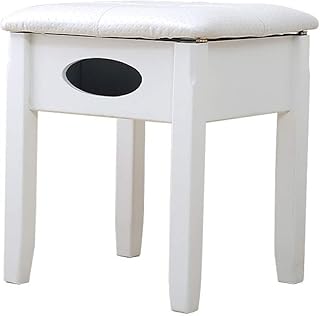 ANHPI-Dressing Makeup stool Taburete Casero Taburete De La Vanidad Europea De Madera Maciza Moderna Silla De Maquillaje Multifuncional Dormitorio Minimalista,White