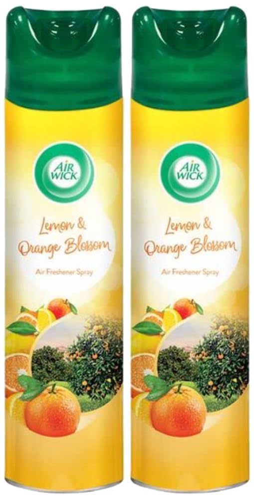 Air Wick Lemon & Orange Blossom - 245 ml - Room Air Freshener Spray | Works as Room Freshener and Bathroom Freshener with Long-Lasting Fragrance | Eliminates Odours (Pack of 2)