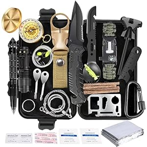 Survival Kit 35 in 1, First Aid Kit, Survival Gear, Christmas Birthday Gifts for Men Boyfriend Him Husband Camping…