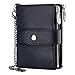TEUEN Portafoglio Uomo con Catena RFID Portafogli Uomo Vera Pelle con Doppia Cerniera, Portafoglio Porta Carte di Credito Piccolo Sottile Portamonete Uomo Pelle Tanti Scomparti Verticale (Nero)