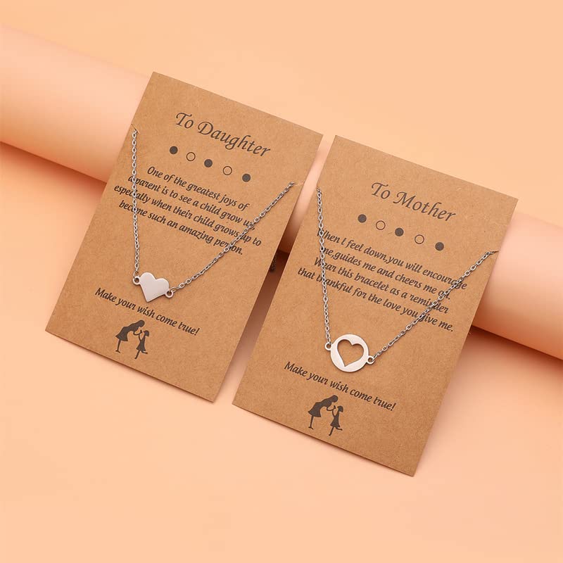 YALLNASL Mother and Daughter Matching Necklaces for 2 Heart Pendant Necklace for Mom and Daughter Birthday Mothers Day Gifts for Mommy and Me Christmas Gift for Mama and Daughter2