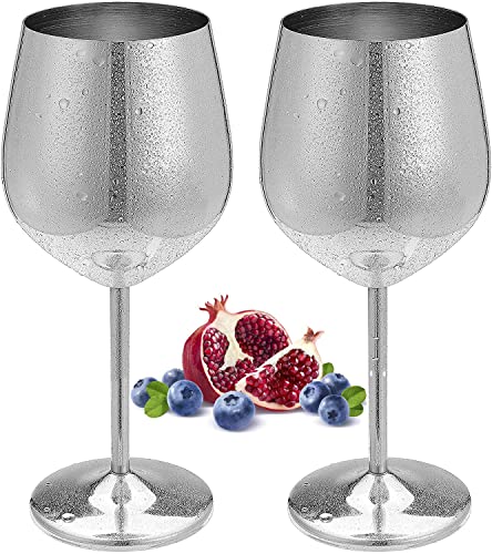 Copa de vino de acero inoxidable sin BPA con mango de metal, copa de cóctel de vino blanco irrompible, bebida de jugo, copa de champán, juego de vino de fiesta (plateado) Cover