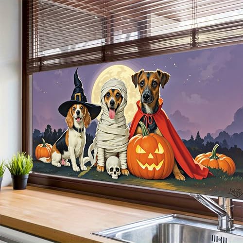 Vinilo decorativo Halloween perros 39.37x17.7 pulgadas miniatura 4