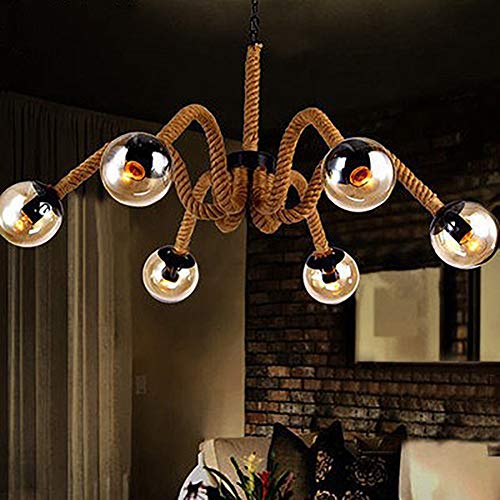 Lustre corde de chanvre E27 style industriel rétro pour déco loft - 2