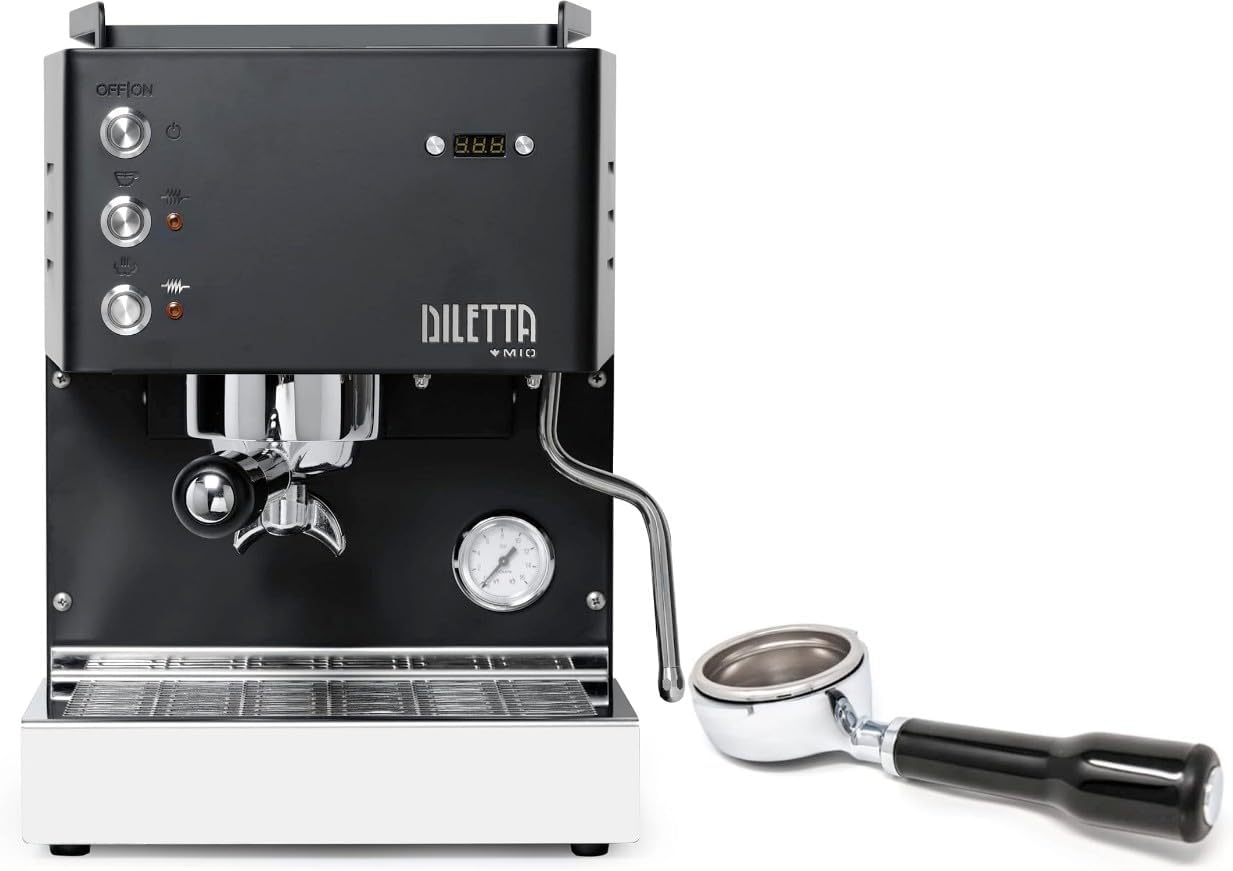 Diletta Mio Espresso Machine (Black) Bundle w/Rocket Espresso 58mm Bottomless Portafilter