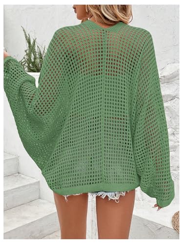 Image of Verdusa Women's Oversized Summer Cardigan Lightweight Sweater Crochet Knit Beach Cover Up Spring Vacation Outfits