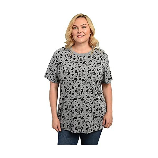 Disney-Womens-Plus-Size-T-Shirt-Minnie-Mouse-Print Disney Womens Plus Size T-Shirt Minnie Mouse All Over Print (Heather Grey, 3X)