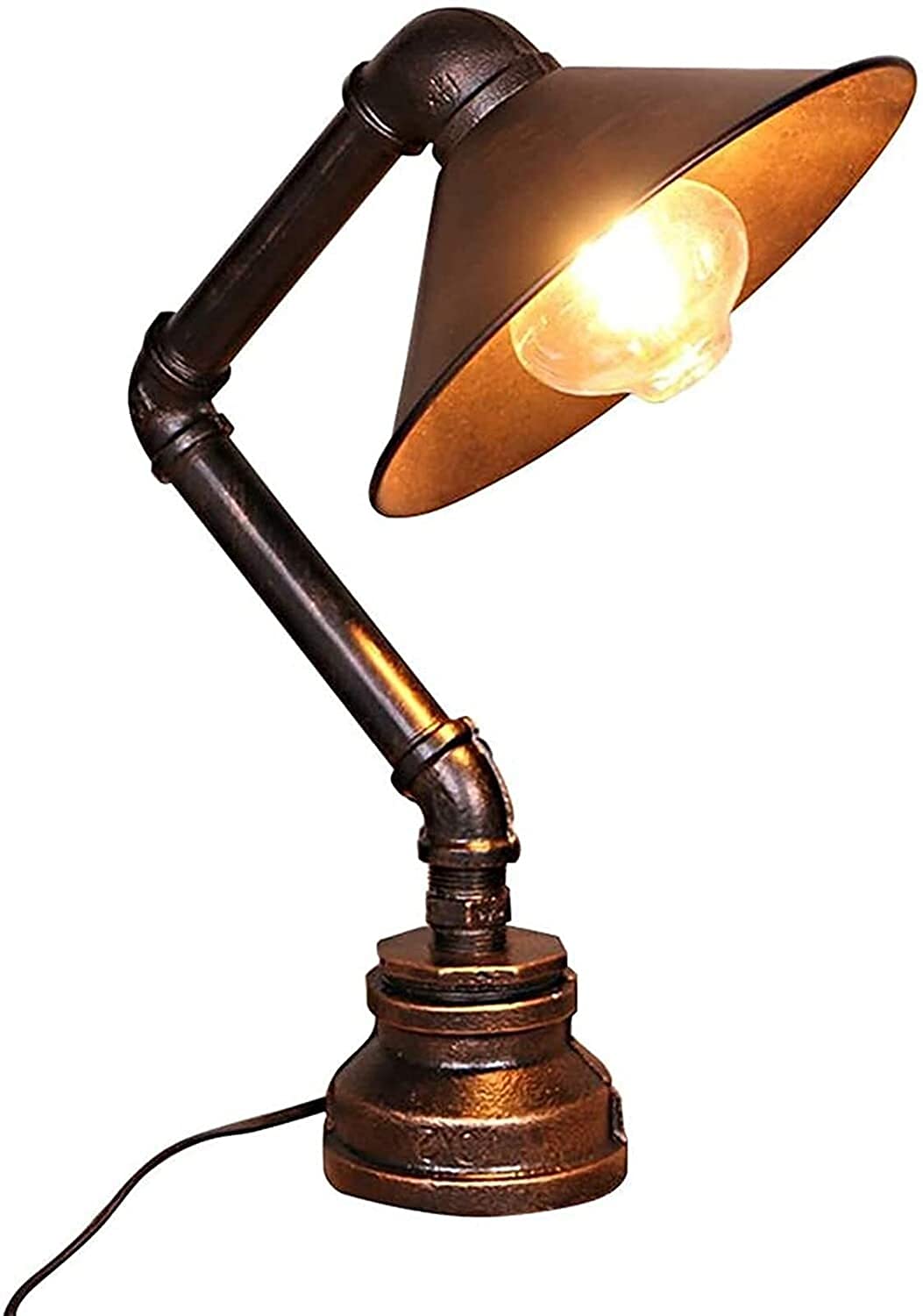 Lampe de bureau industrielle tuyauterie fer vintage horloge de chevet chambre salon