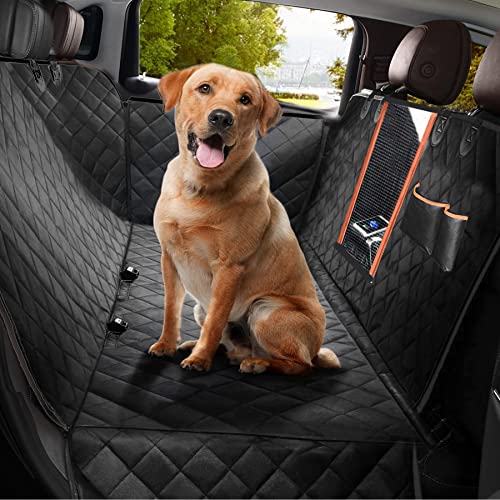 CALIYO Hundedecke Auto Rückbank, Autoschondecke Hund Rücksitz mit Seitenschutz und Sichtfenster, Wasserdicht & Kratzfest - Universal hundematte Auto (Schwarz)