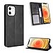 Produktbild LODROC iPhone 12 Mini (5,4") Hülle, TPU Lederhülle Magnetische Schutzhülle [Kartenfach] [Standfunktion], Stoßfeste Tasche Kompatibel für Apple iPhone 12mini 2020 - LOBYU0100032 Schwarz