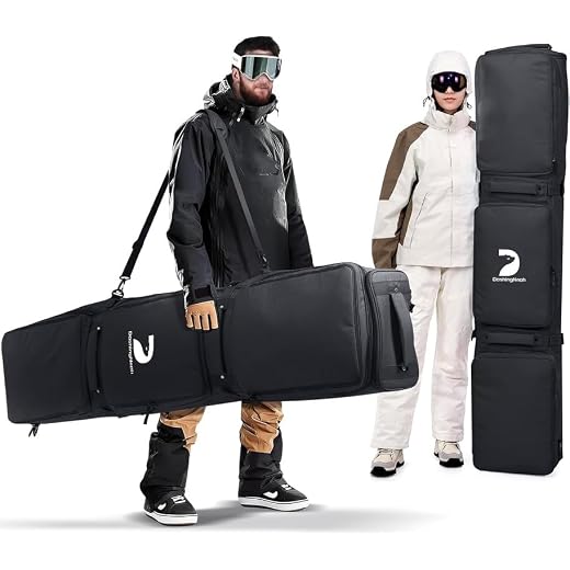 DASHINGNOAH Rolling Double Ski Bag,Snowboard Bag with Wheel,Padded Waterproof Ski Bags for Air Travel,Fits 2 Boards or 2 Sets of Skis up to 175CM, Expandable Main Compartment&3 Big Outside Storage