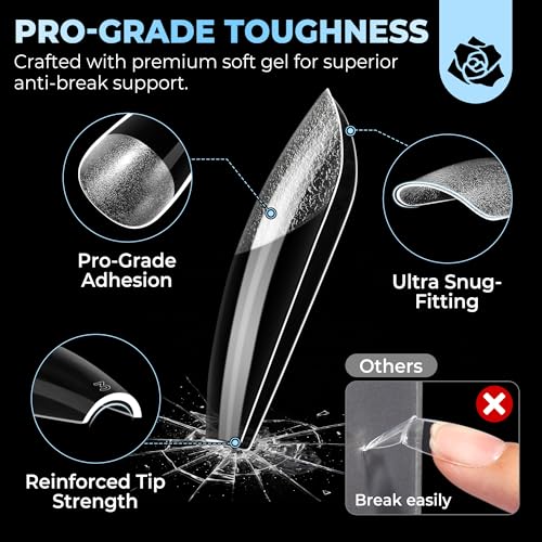 Image of UNA GELLA Gel Nail Tips Coffin Medium 450PCS 15 Sizes Full Cover