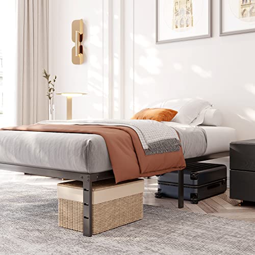 Zunatu 14 Inch Twin Xl Metal Bed Frame Foundation No Box Spring Needed Heavy Duty Tall Platform With Large Storage Easy Assembly Mattress Noise Free, Black #TOP4