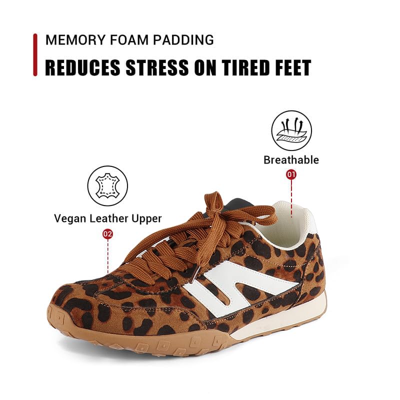 Image of Sneakers for Women Retro Fashion Trendy Sneakers with Foam Insole Casual Shoes for Walking Tennis Classic Non-Slip Comfort Shoes