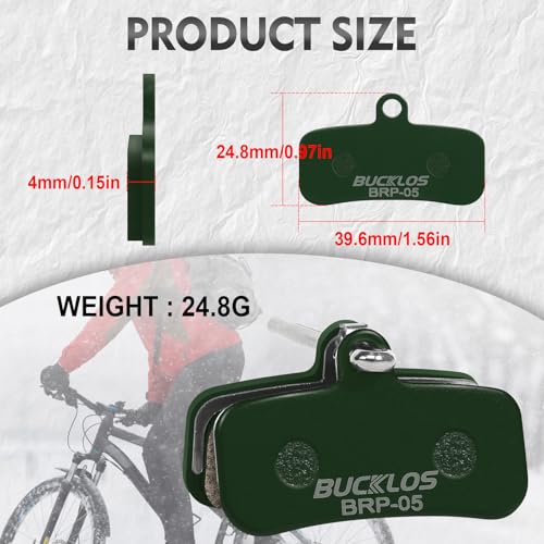 Image of BUCKLOS Bike Disc Brake Pads 4 Piston Pads for Shimano D02S D03S Saint | BRP-05 bicycle disk brake pads, fit mountain road bike,ebike,scooter, Shimano Saint Deore Tektro TRP
