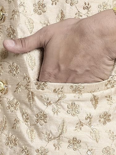 Image of SOJANYA (Since 1958 Men's Silk Blend Kurta Pyjama & Embroiderd Nehrujacket Combo