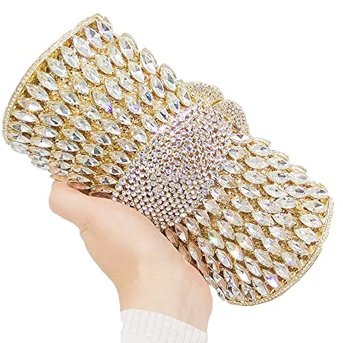 Image of Boutique De FGG Mini Sparkly Crystal Clutch Purse for Women,Evening Bags with Spikes,Wedding Party Rhinestone Clutch Handbag