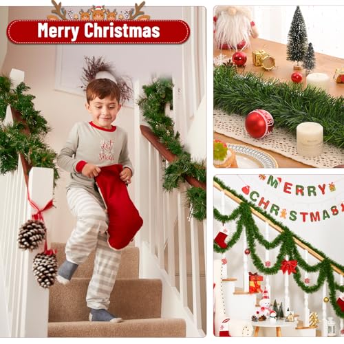 Christmas Decorations-2 Pack 50 FT Christmas Garland for Mantle, Artificial Pine Garland Christmas Tree Garland Decorations, Green Garland for Indoor Outdoor Home Christmas Decorations - Image 7