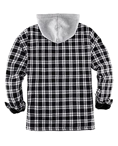 ThCreasa Mens Plaid Flannel Jacket with Hood, Fuzzy Sherpa Fleece Lined Zip Up Flannel Shirt Jackets2