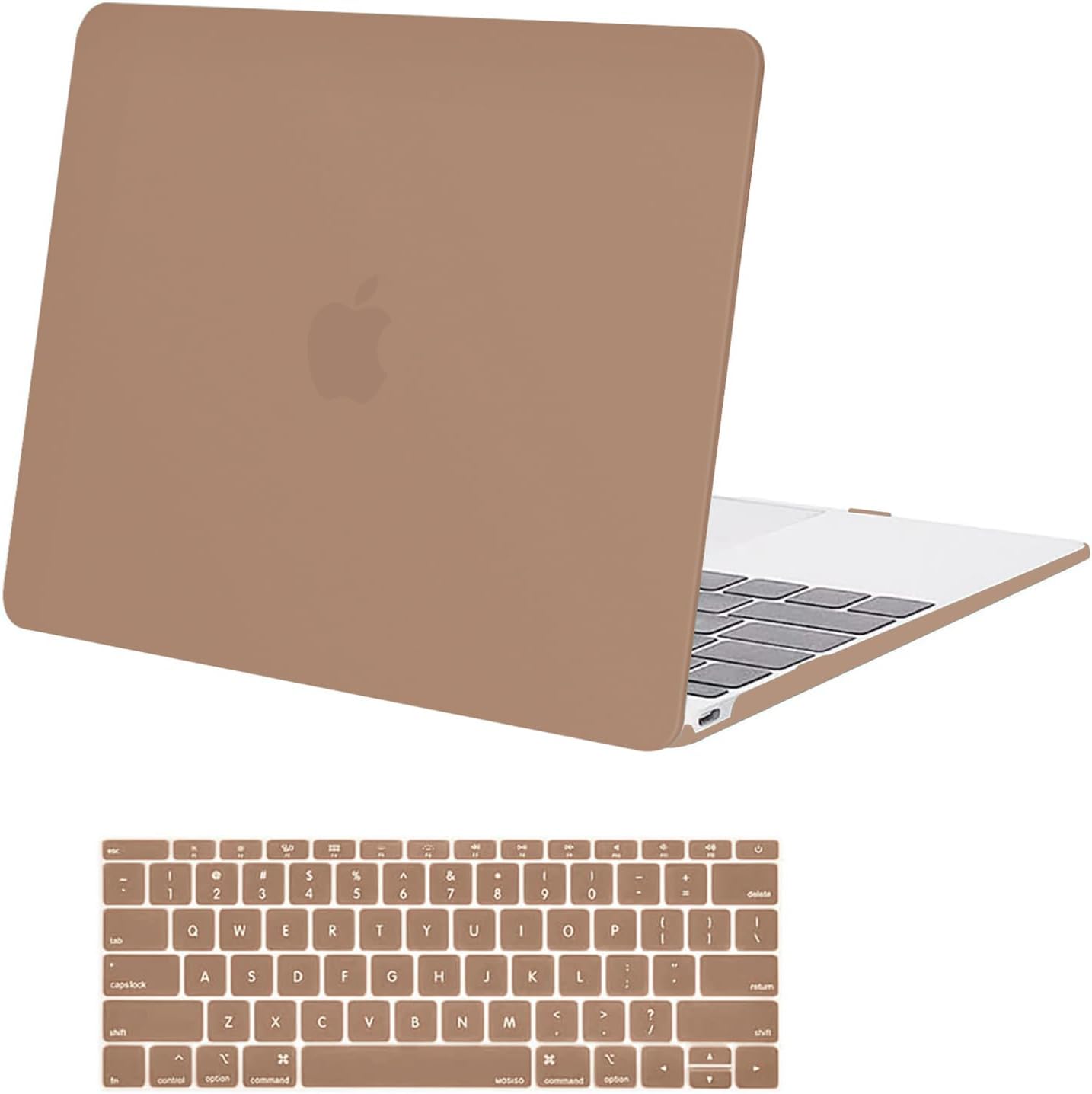 MOSISO Compatible with MacBook 12 inch Case with Retina Display (Model: A1534, Release 2017 2016 2015), Plastic Hard Shell Case & Keyboard Cover Skin, Caramel Brown