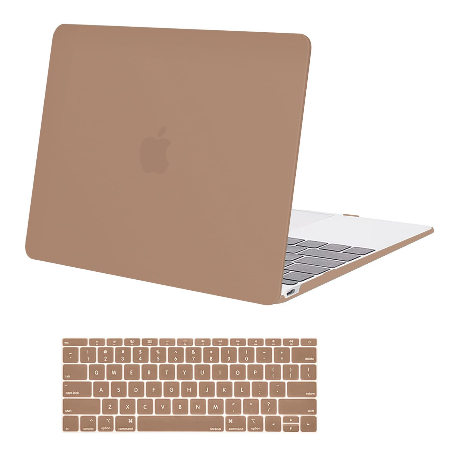 MOSISO Compatible with MacBook 12 inch Case with Retina Display (Model: A1534, Release 2017 2016 2015), Plastic Hard Shell Case & Keyboard Cover Skin, Caramel Brown