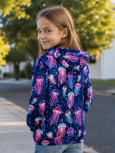 Image of uideazone Girls Graphic Hoodie, Long Sleeve Hooded Sweatshirt 4-14 Years