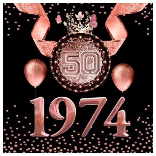 Recuerdos Brillantes: Libro de Visitas para el 50º cumpleaños - 1974 en un Resplandor de Oro Rosa: 120 páginas / 21cm x 21cm.