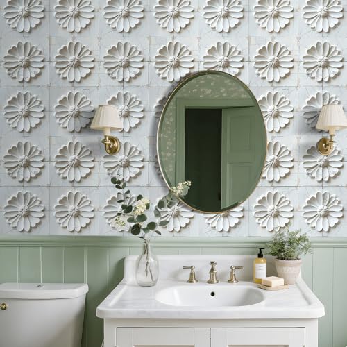 Papier peint fleuri blanc adhésif mural 44.5cmx7m en vinyle